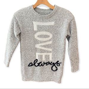 Love Always M Gray Graphic Love Always Chunky Knit Crew Neck 3/4 Sleeves Sweater